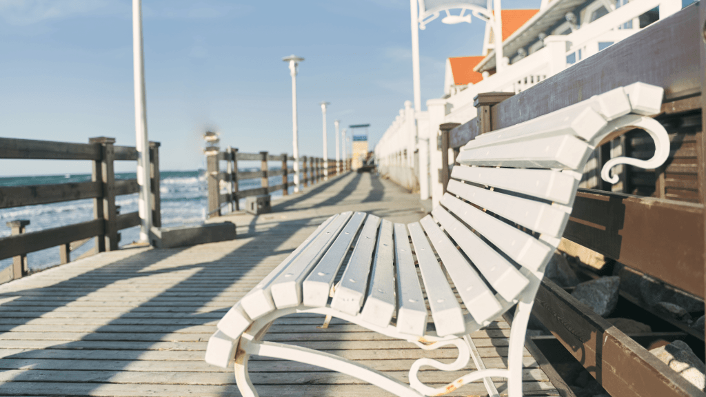 boardwalk seat by the beach
