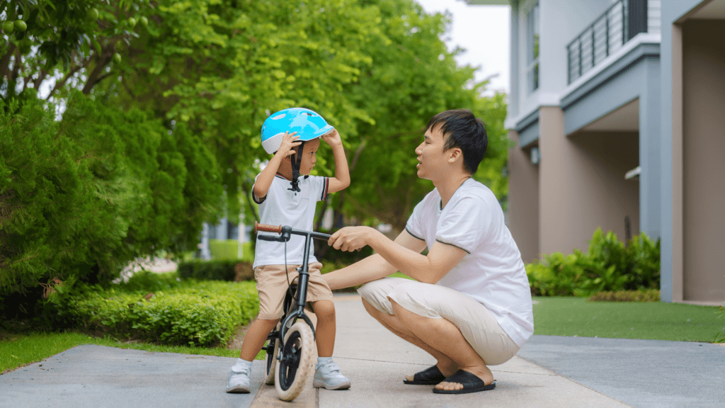 mean teaching child to ride a bike