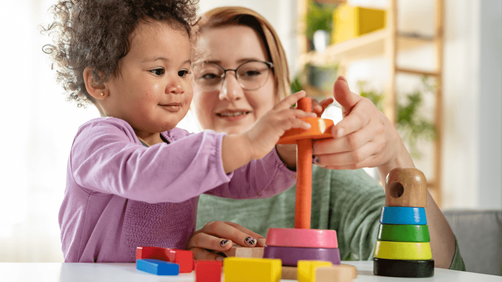 woman playing with child