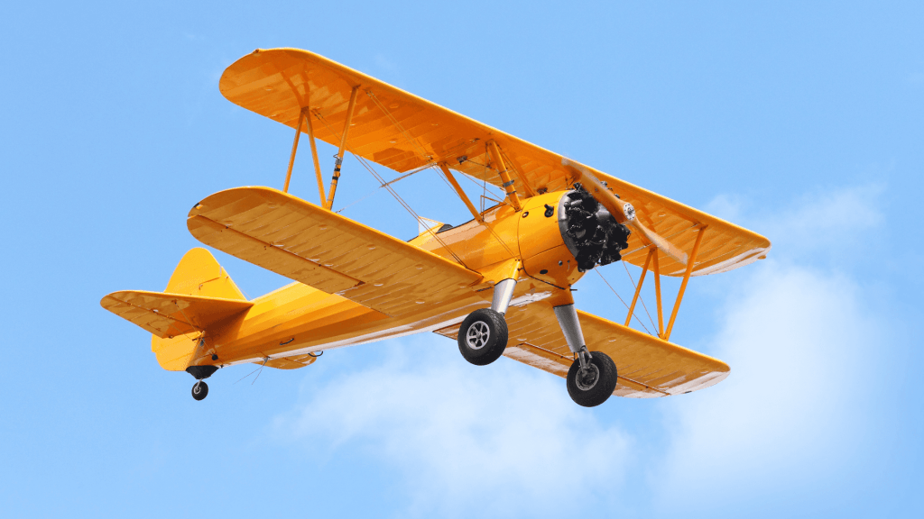 Biplane in the air