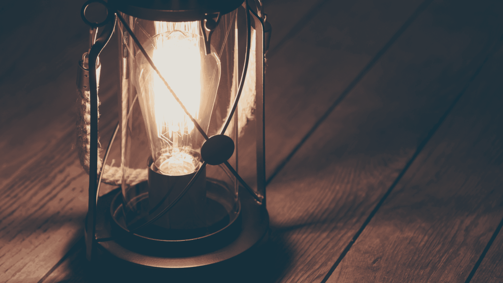 Lantern on wood floor