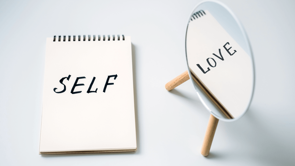 self written on notepad and love reflected from notepad